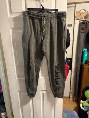 Timberland Olive Green Logo Joggers with Drawstring